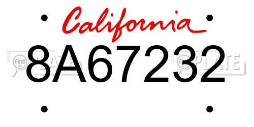 8A67232 California License Plate