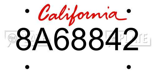 8A68842 California License Plate