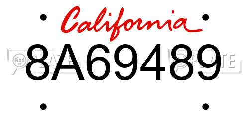 8A69489 California License Plate
