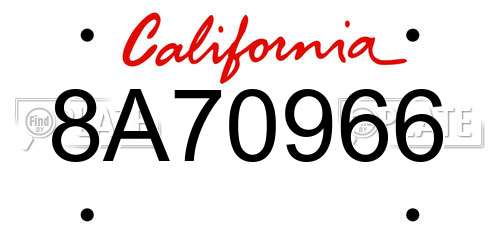 8A70966 California License Plate