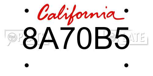 8A70B5 California License Plate