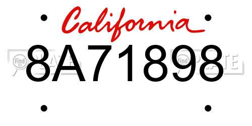 8A71898 California License Plate