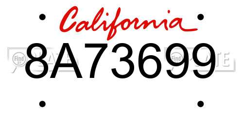 8A73699 California License Plate