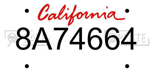 8A74664 California License Plate