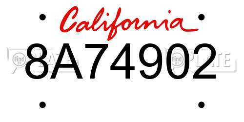 8A74902 California License Plate