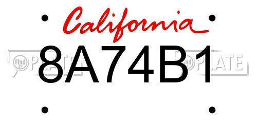 8A74B1 California License Plate