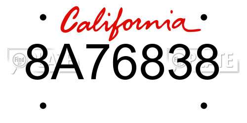 8A76838 California License Plate