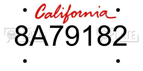 8A79182 California License Plate