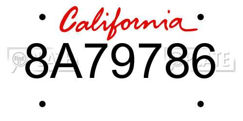 8A79786 California License Plate