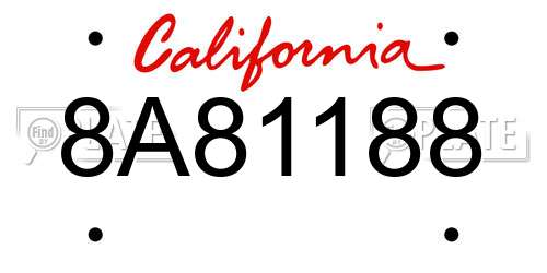 8A81188 California License Plate