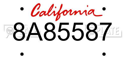 8A85587 California License Plate