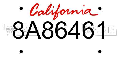 8A86461 California License Plate