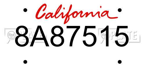 8A87515 California License Plate