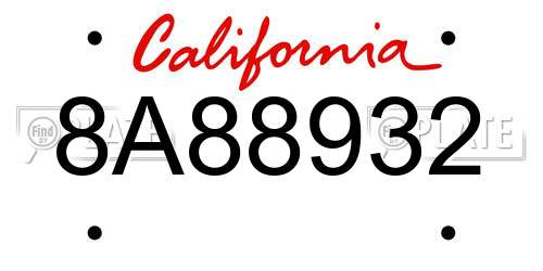 8A88932 California License Plate