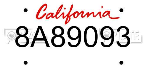 8A89093 California License Plate