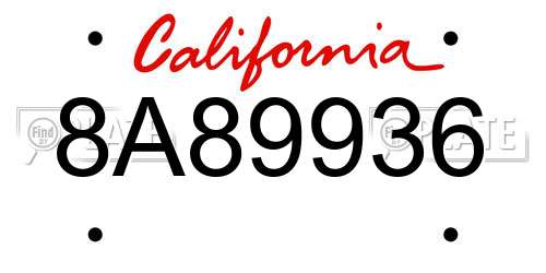 8A89936 California License Plate