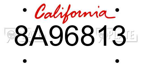8A96813 California License Plate