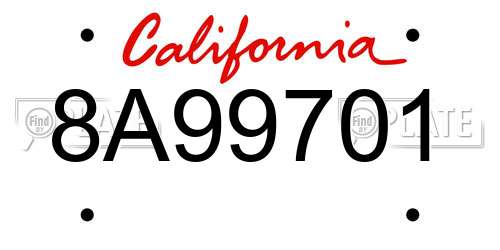8A99701 California License Plate