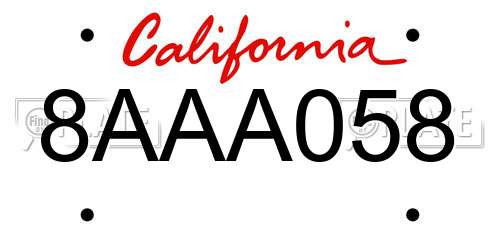 8AAA058 California License Plate