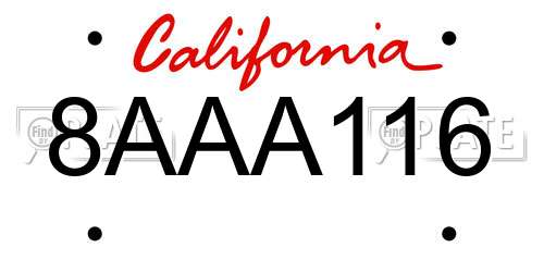 8AAA116 California License Plate