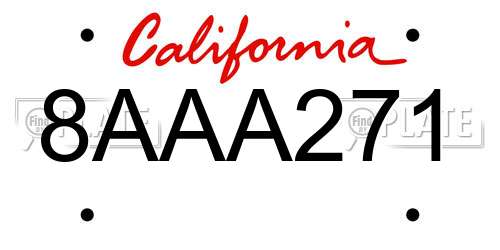 8AAA271 California License Plate