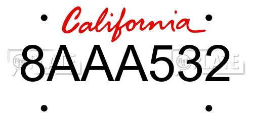 8AAA532 California License Plate