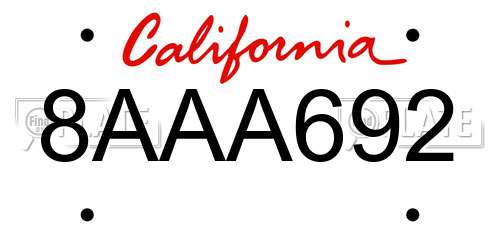 8AAA692 California License Plate