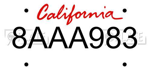 8AAA983 California License Plate