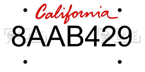 8AAB429 California License Plate