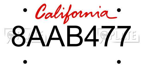 8AAB477 California License Plate