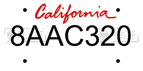 8AAC320 California License Plate