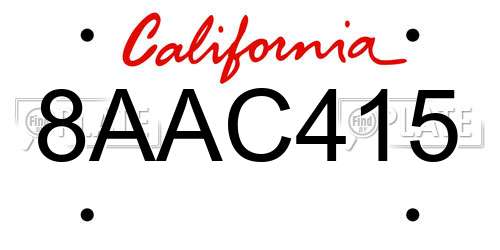 8AAC415 California License Plate