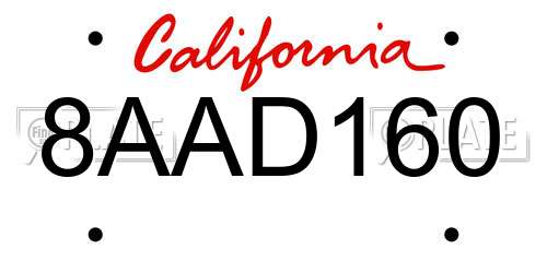 8AAD160 California License Plate