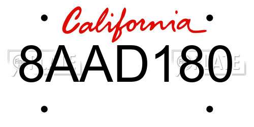 8AAD180 California License Plate