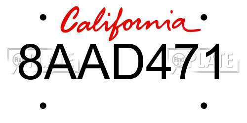 8AAD471 California License Plate