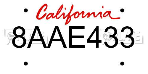 8AAE433 California License Plate