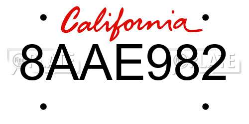 8AAE982 California License Plate