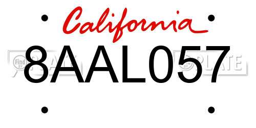 8AAL057 California License Plate