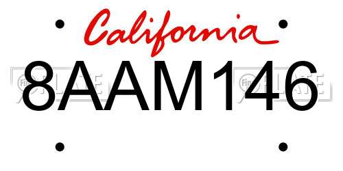 8AAM146 California License Plate