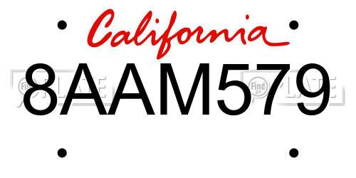 8AAM579 California License Plate