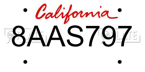 8AAS797 California License Plate