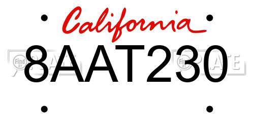 8AAT230 California License Plate