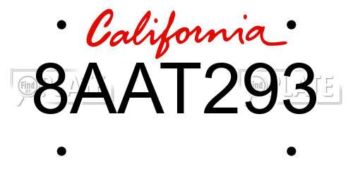 8AAT293 California License Plate