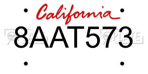 8AAT573 California License Plate
