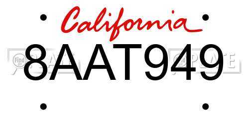 8AAT949 California License Plate