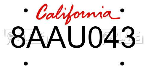 8AAU043 California License Plate