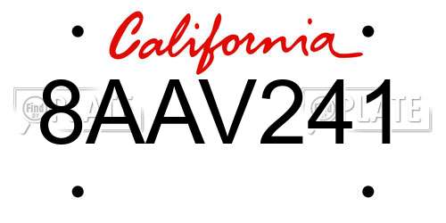 8AAV241 California License Plate