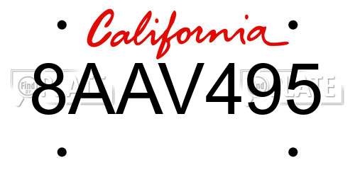8AAV495 California License Plate