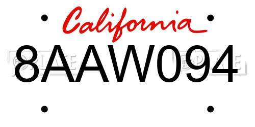 8AAW094 California License Plate