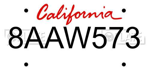 8AAW573 California License Plate